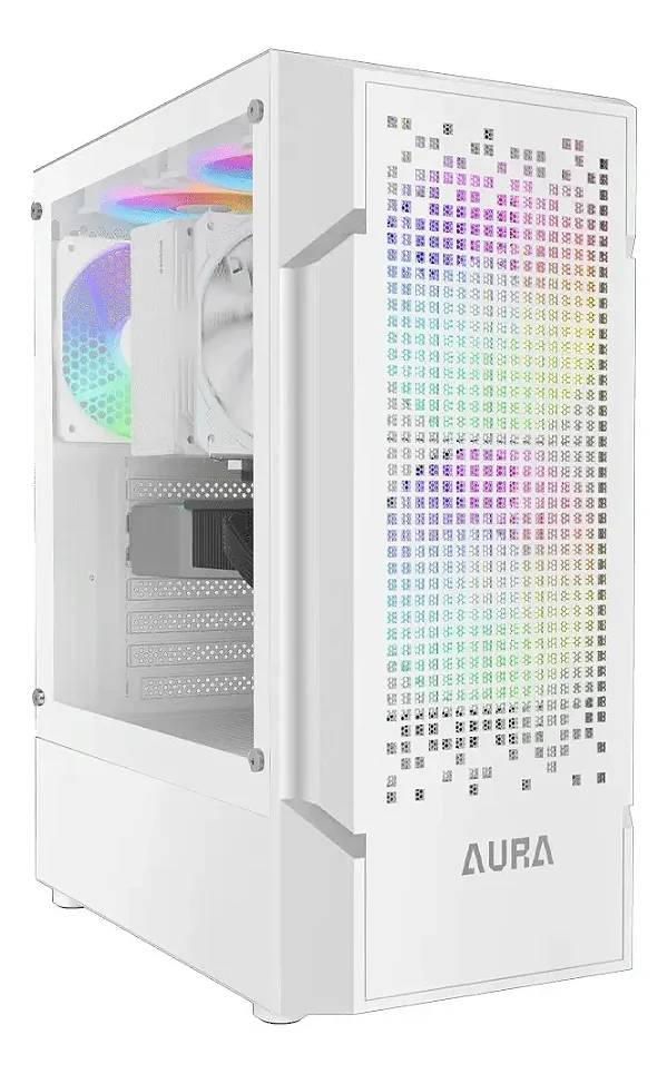 Gabinete Gamer Gamdias Aura GC7 WH ARGB Branco Vidro Temperado (com 3 fans)