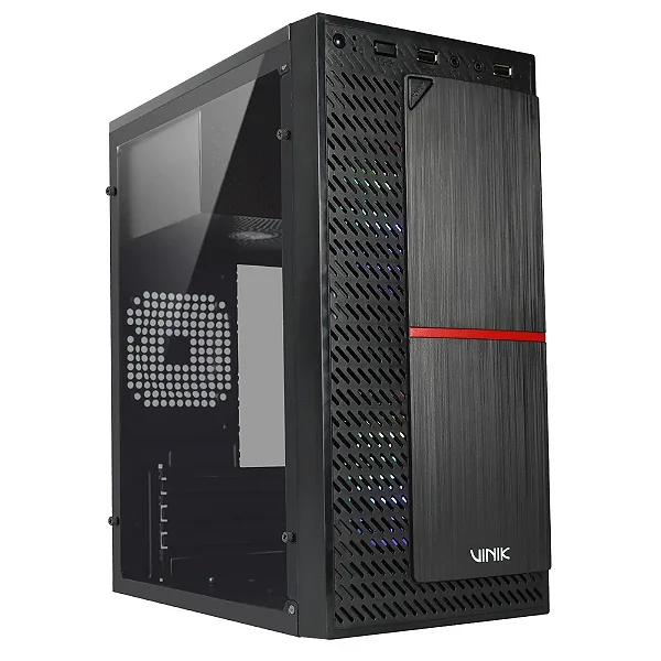 Gabinete Gamer Vinik Plate Preto Lateral Acrílico 2 Fans mATX