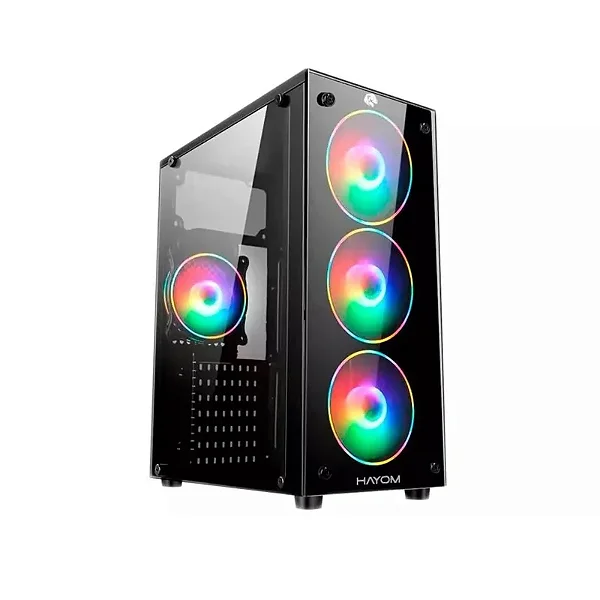 Gabinete Gamer Hayom GB1709 Preto Vidro Temperado 4 Fans RGB