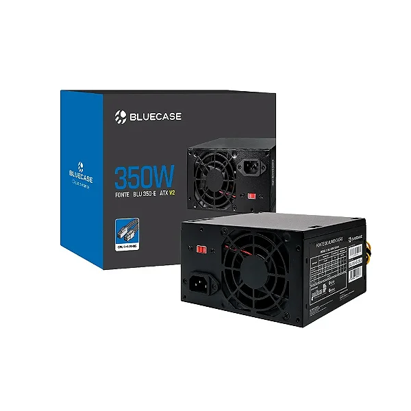 Fonte ATX 350W Bluecase V2 CPU 8 Pinos Bivolt Chaveada (BLU350-E)