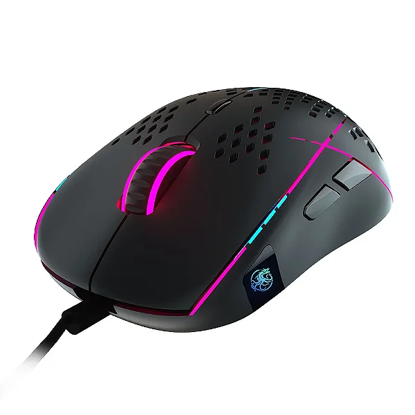 Mouse Gamer Draxen DN80 RGB 6200 DPI Sensor PixArt 3327 9 Botões