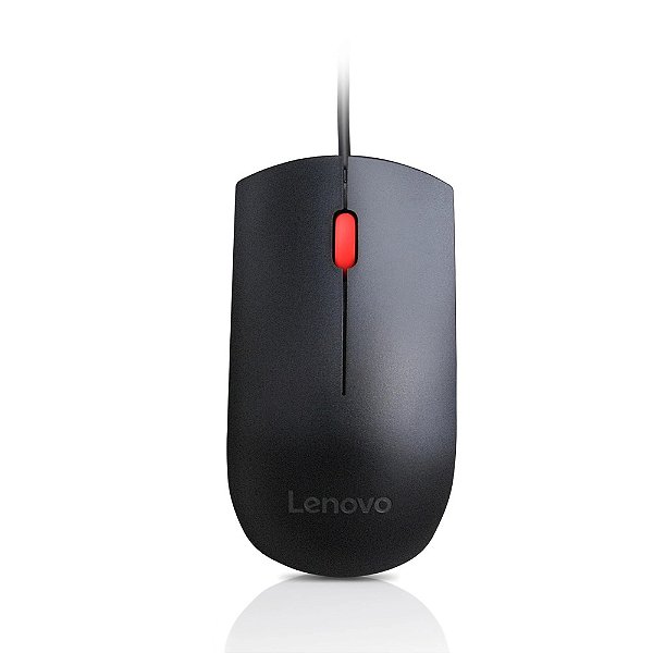 Mouse USB Lenovo Essential Óptico 1600 DPI Ambidestro Preto
