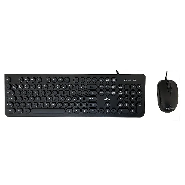 Combo Teclado E Mouse PCFort, Com Fio, Preto