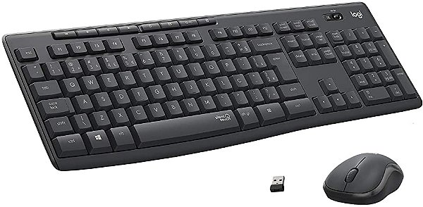 Combo Teclado e Mouse Sem Fio Logitech MK295 Silent - ABNT2 Preto