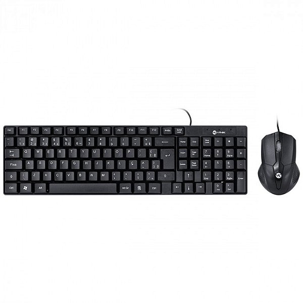 Combo Teclado e Mouse Corporativo Vinik CC200 com Fio Preto
