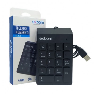 Teclado Numérico USB Exbom BKN-30 Preto Portátil