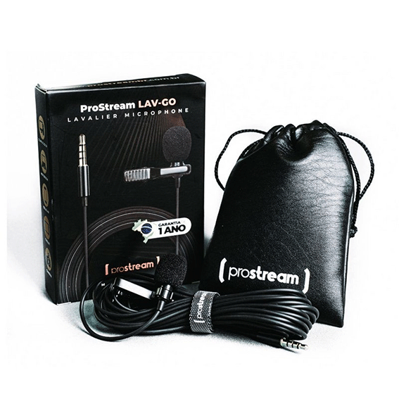 Microfone de Lapela Omnidirecional Prostream Lav-Go P3/P2 6m para Celular e Câmera