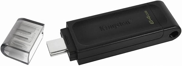 Pendrive Kingston DataTraveler 70 64GB USB-C 3.2 Gen 1 Preto