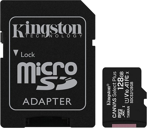 Cartão de Memória MicroSD 128GB Kingston Canvas Select Plus Class 10 com Adaptador SD