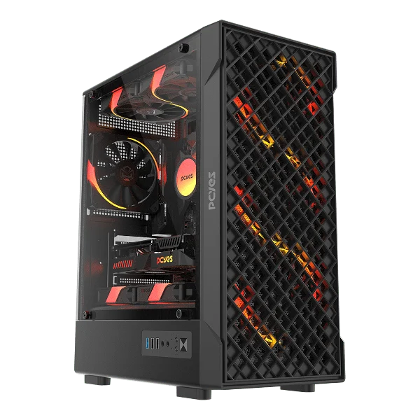 Gabinete Gamer PCYES Velyr Black Vulcan Vidro Temperado - GVLYBV