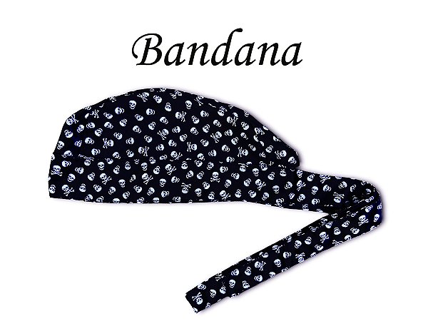 Bandana - Touca Pirata Preta Caveiras - ( unisex ) -  Uniblu