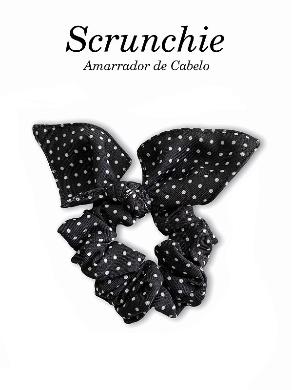 Scrunchie - Amarrador de cabelo Poá preto nº1 - uniblu