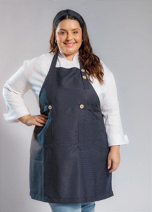 Promoção: Avental Plus Size - Modelo Roma Poá Preto - Uniblu - Personalizado