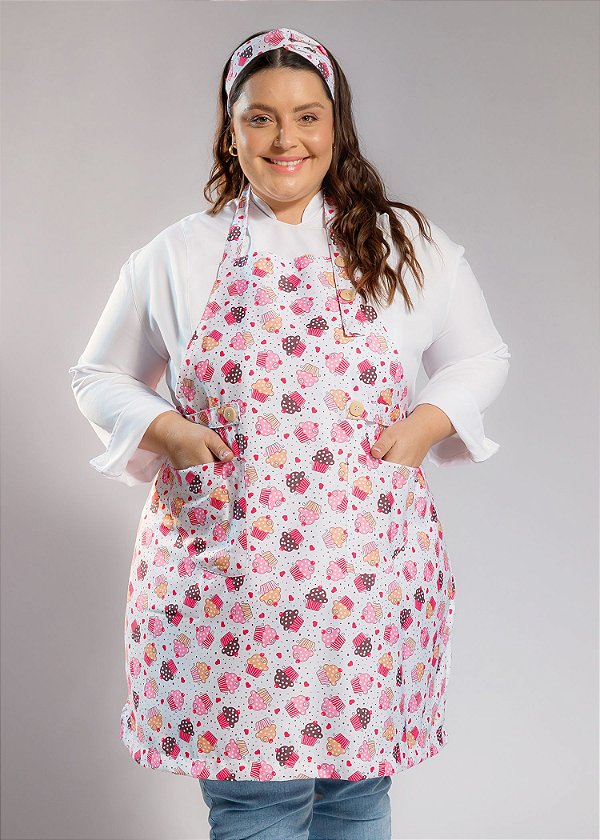 Avental Plus Size - Modelo Roma Cupcakes - Uniblu - Personalizado