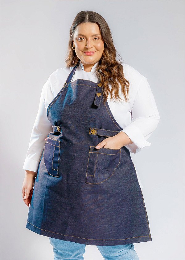 Avental Plus Size - Modelo Roma Jeans- Uniblu