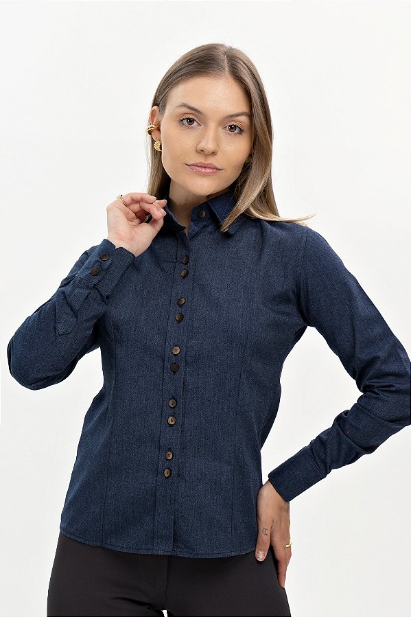 Camisete Manga longa - Confort Plus Marinho - Uniblu - Personalizado