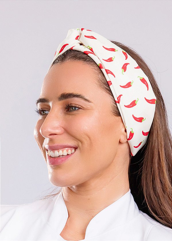 Turbante Pimentas Fundo Bege- Uniblu