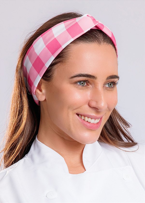Turbante Xadrez Rosa Lancaster - Uniblu