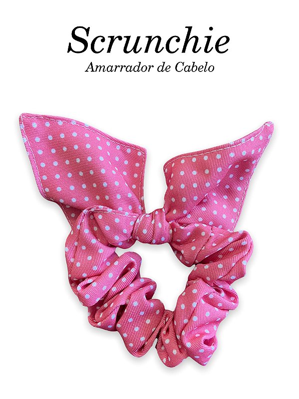 Scrunchie  - Amarrador de cabelo Poá Rosa Chiclets