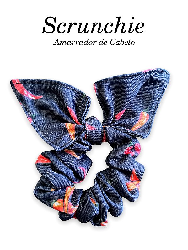 Scrunchie  - Amarrador de cabelo Preto com Pimentas