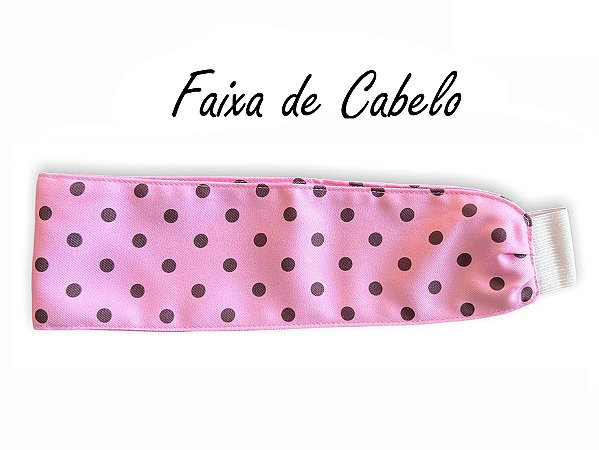 Faixa de Cabelo Poá Rosa com Bolinhas Marrom Uniblu