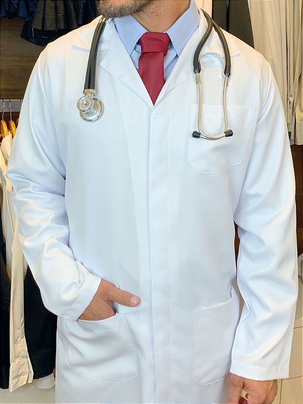 Jaleco Masculino Itália - Gola Tradicional - Tecido Inovatore Cor- Branca - Uniblu