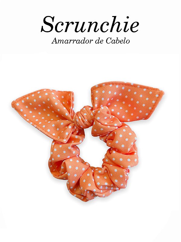 Scrunchie  - Amarrador de cabelo Poá Laranja - uniblu