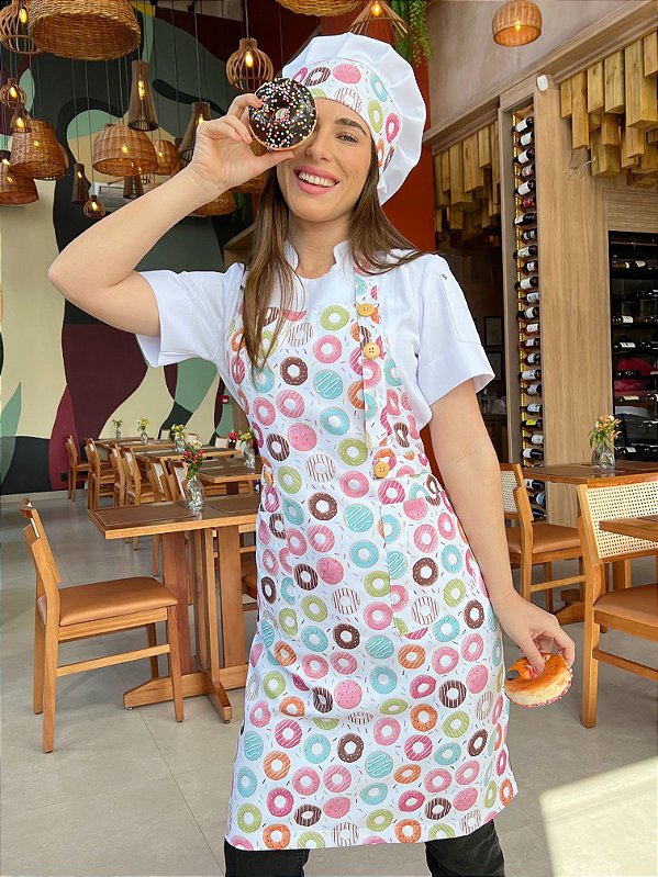 Avental Roma - Donuts Fundo Branco - Uniblu - Personalizado