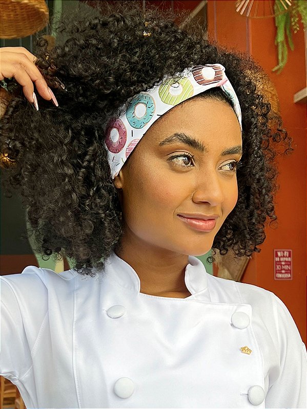 Turbante Donuts Fundo Branco - Uniblu