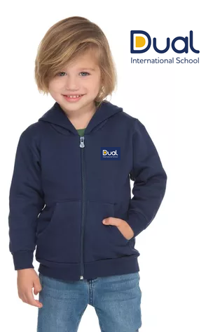 Casaco Moletom com Capuz Infantil cor - Azul Marinho  Escola Dual - Uniblu