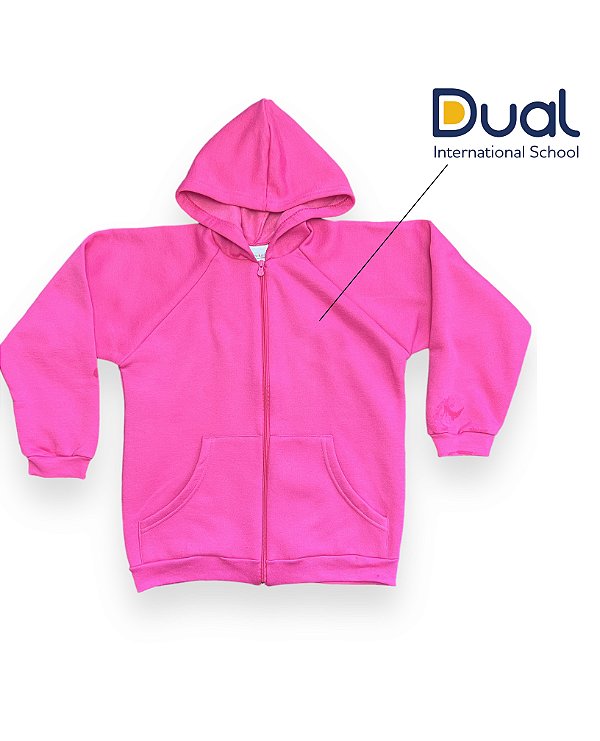 Casaco Moletom com Capuz Adulto - Juvenil - cor Pink  Escola Dual - Uniblu