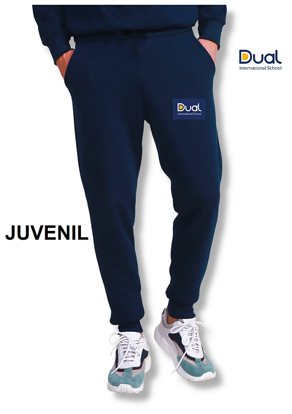 Calça Moletom Masculina Juvenil cor - Azul Marinho  Escola Dual - Uniblu