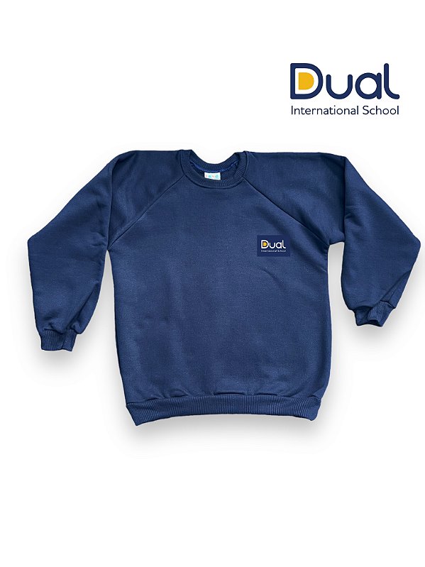 Casaco Moletom Infantil  - Unisex - cor - Azul Marinho  Escola Dual - Uniblu