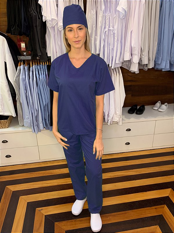 Scrub uniblu - Pijama Cirúrgico Azul Marinho Unissex - Uniblu - Personalizado
