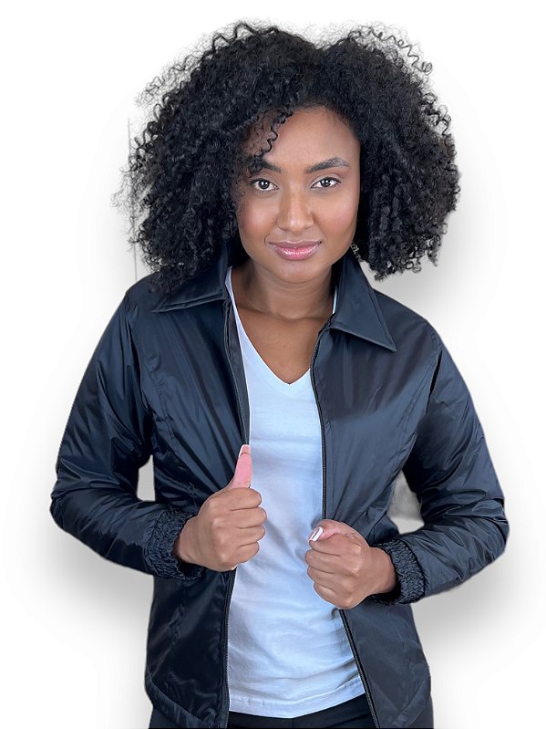 Jaqueta Feminina Nylon Paraquedas Preta - Impermeável - Uniblu