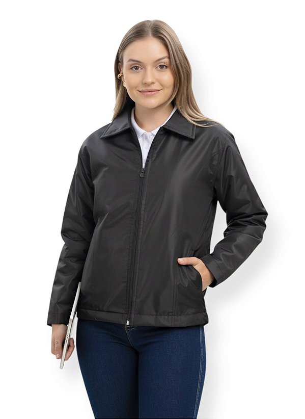 Jaqueta Feminina Nylon Paraquedas Preta - Impermeável - Uniblu