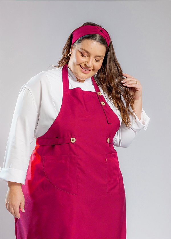 AVENTAL PLUS SIZE - MODELO ROMA GABARDINE PINK - UNIBLU - Personalizado