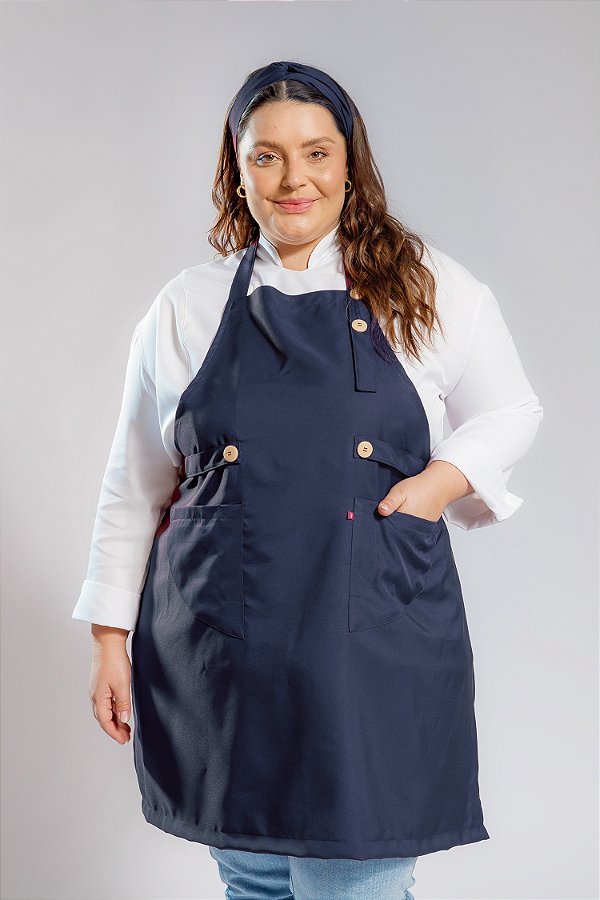 AVENTAL PLUS SIZE - MODELO ROMA GABARDINE MARINHO - UNIBLU - Personalizado