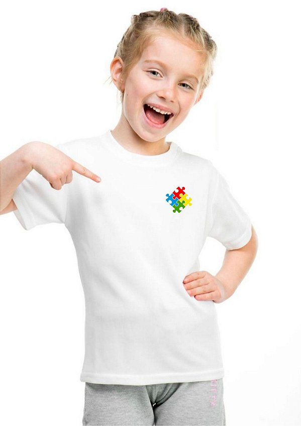 Camiseta Malha Infantil Autismo cor- Branca Unikids - Uniblu - Personalizado