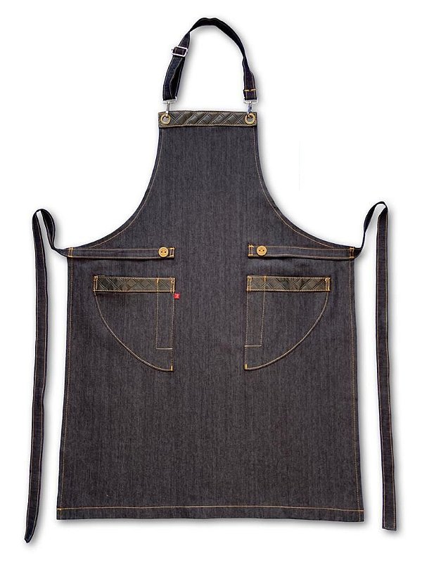 Avental TEXAS Jeans, Detalhes em Courino Preto - UNIBLU - Personalizado
