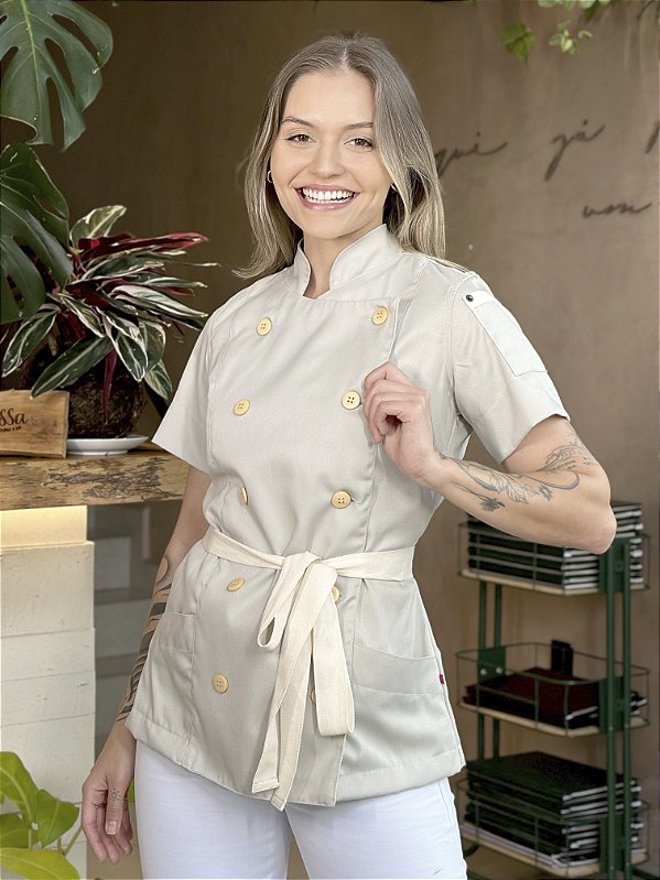 Camisa Feminina Chefe Cozinha - Dolman lisboa Areia - Uniblu - Personalizado