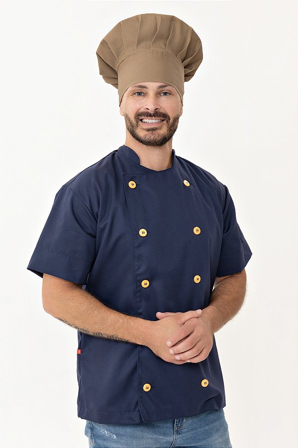 Camisa Masculina Chefe Cozinha - Dolman lisboa Azul Marinho - Uniblu - Personalizado