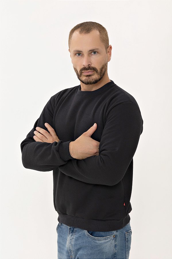 CASACO MOLETOM PELUCIADO PRETO - UNIBLU - Personalizado