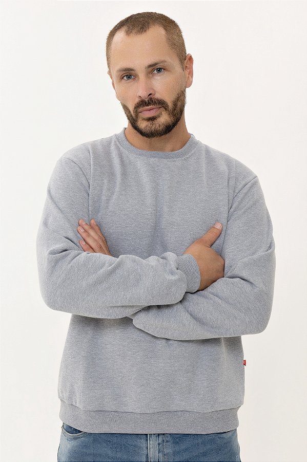 CASACO MOLETOM PELUCIADO CINZA MESCLA - UNIBLU - Personalizado