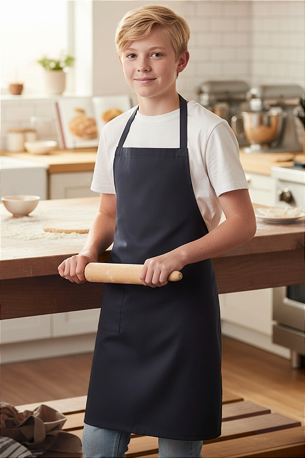 Avental Juvenil Uniblu 12 a 16 anos - cor Azul Marinho - Uniblu - Personalizado