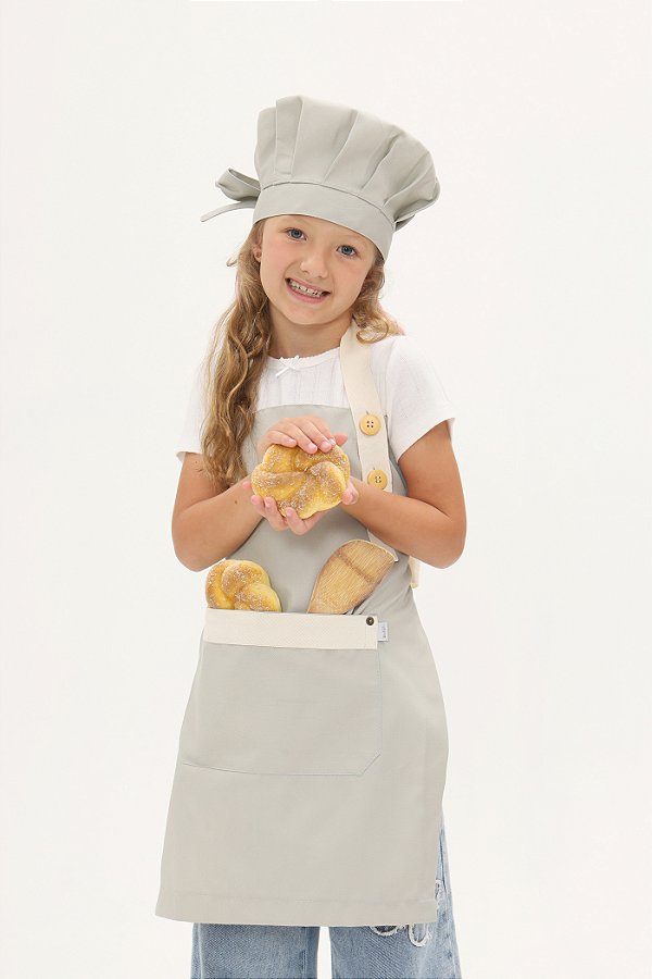 Avental Infantil Minimalista Lisboa - Cor Areia em Cadarço Bege - Uniblu - UNB