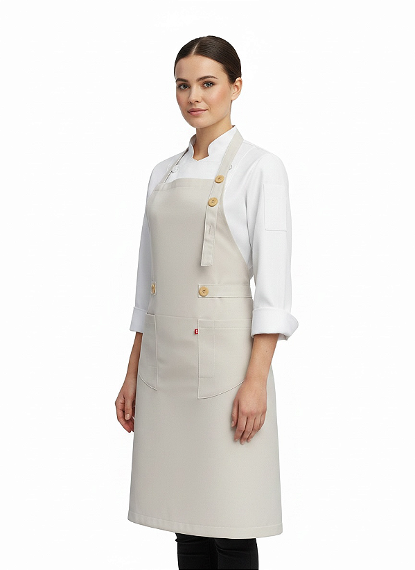 Avental Modelo Roma Gabardine cor Areia Sarja 100% algodão - Uniblu - UNB