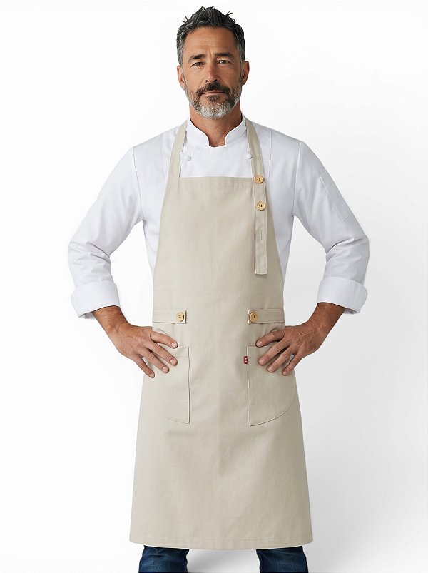 Avental Roma Gabardine cor Areia Sarja 100% algodão - Uniblu - UNB