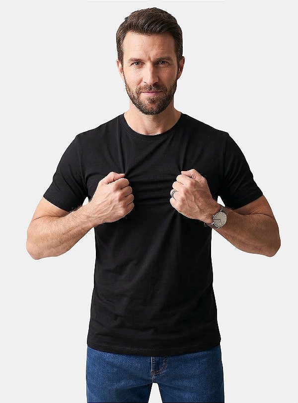CAMISETA MALHA ALGODÃO TECH PIMA PRETA Uniblu - UNB