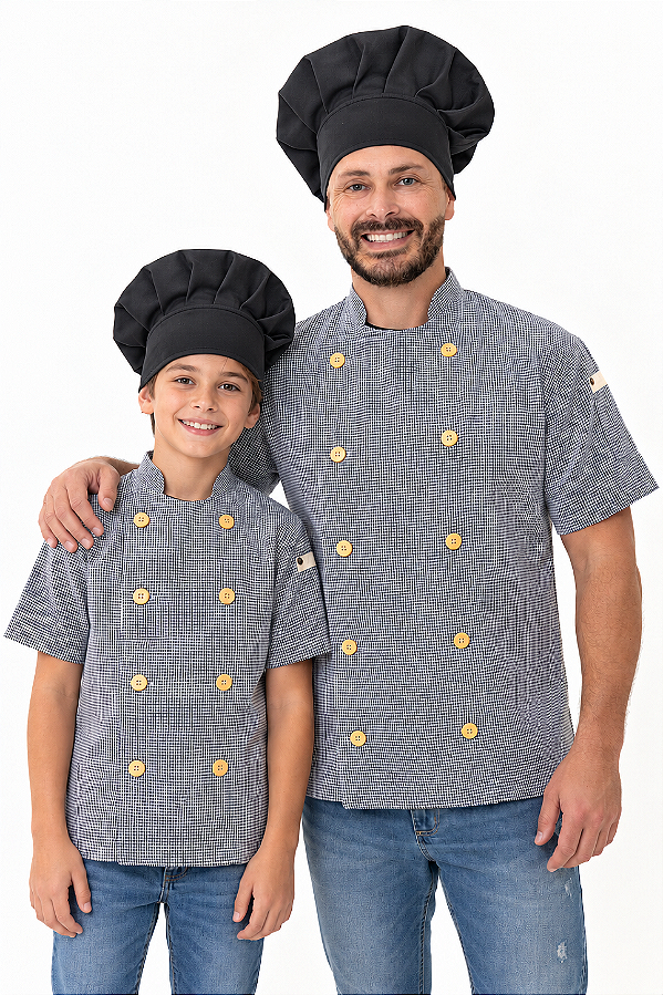 Kit Tal Pai Tal Filho - Dolman Xadrez Unikids + Dolman Lisboa Xadrez adulta - Uniblu - UNB
